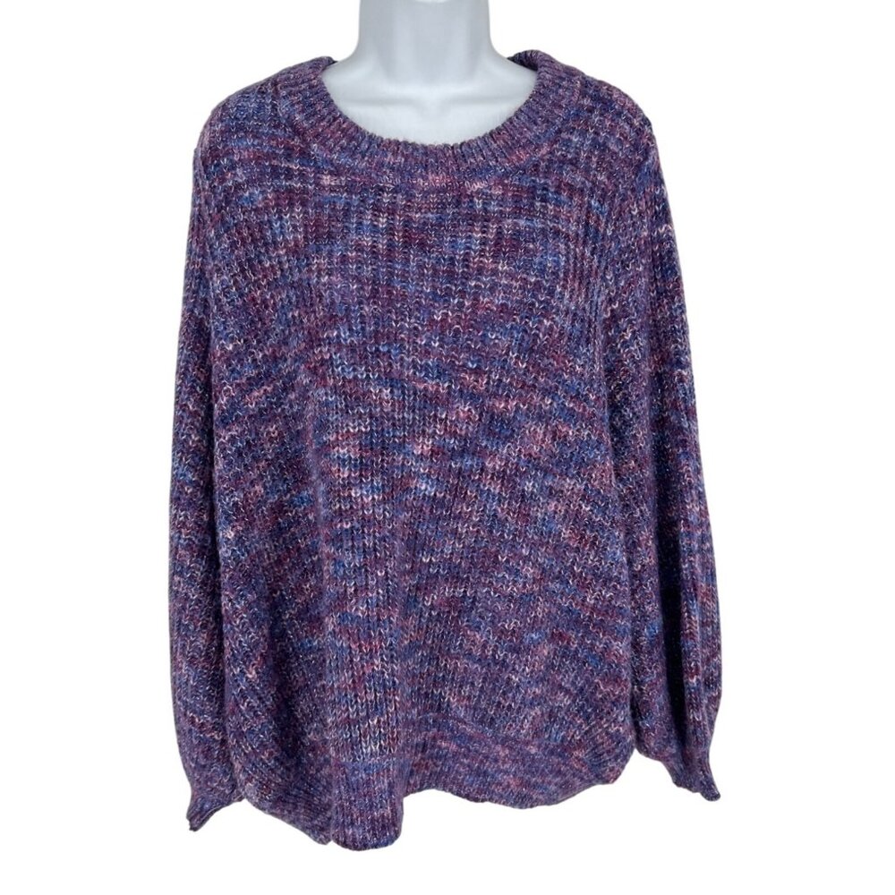 Modcloth Multicolor Acrylic & Lurex Knit Sweater W/ Balloon Sleeves Size 1X